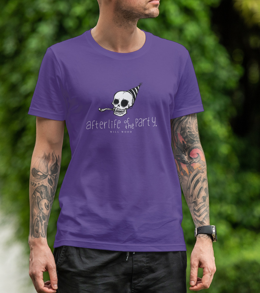 Afterlife Of The Party Skull With Party Hat And Blower T-Shirt