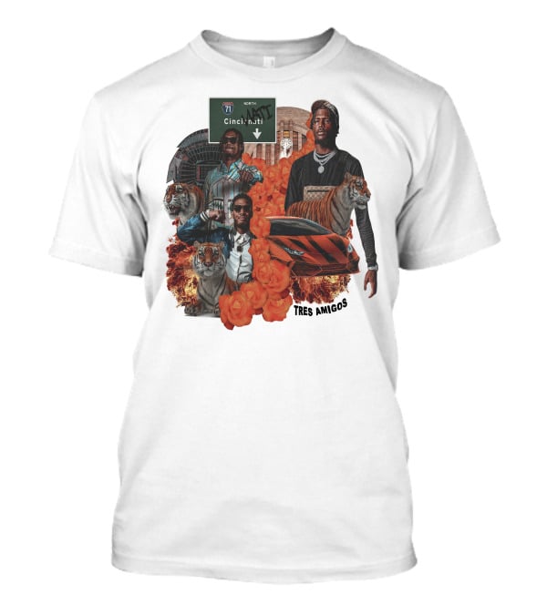 Tres Amigos Cincinnati Highway Tigers Roses Playoffs T-Shirt