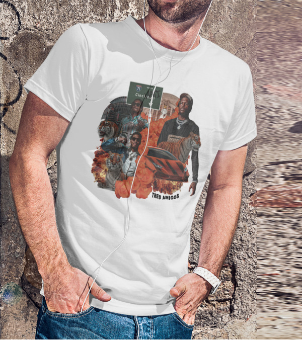 Tres Amigos Cincinnati Highway Tigers Roses Playoffs T-Shirt