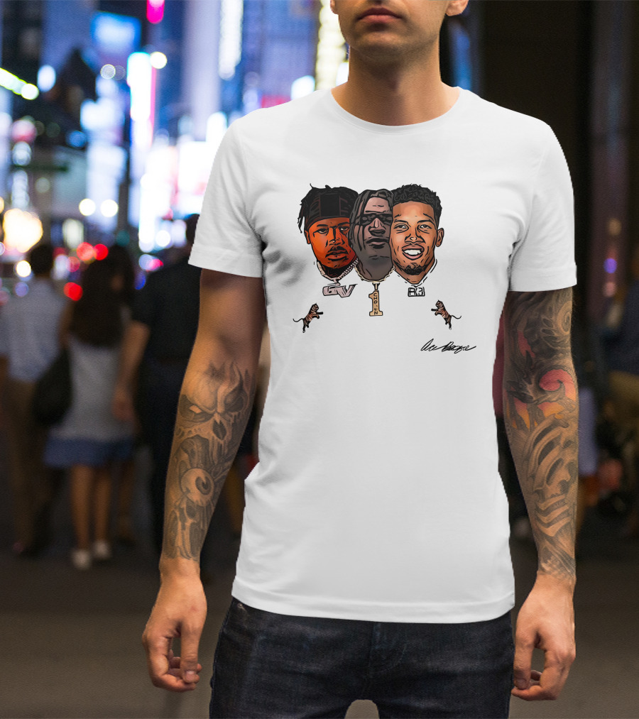 Ja'Marr Chase GV Tiger Trio Football T-Shirt