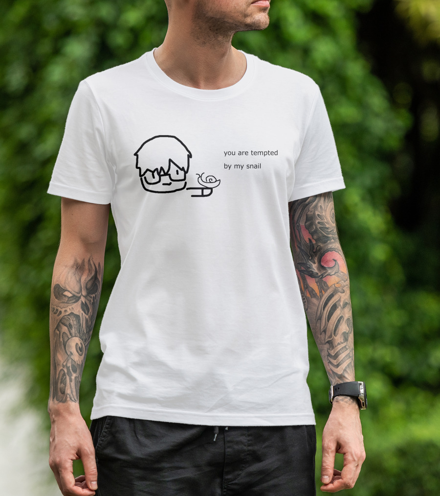 You Are Tempted By My Snail Minimalist Cartoon Character Holding A Snail T-Shirt