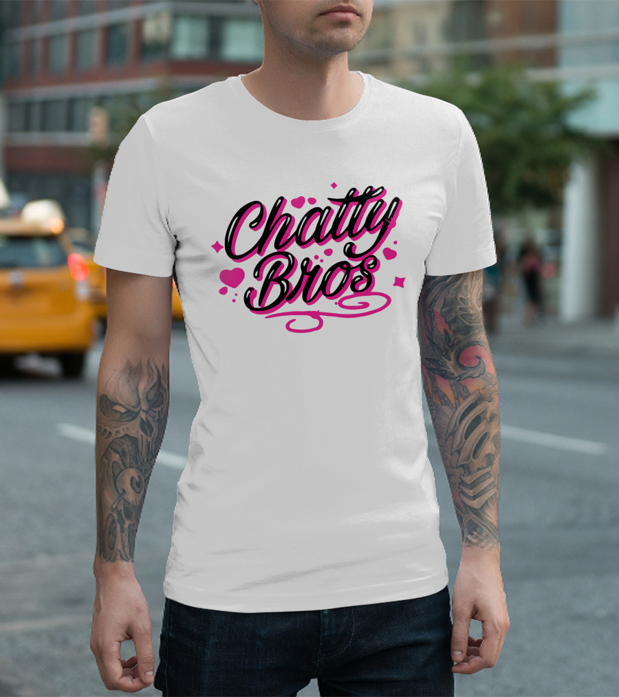 Chatty Bros Merch Heart Stars Motif Airbrush Bros T-Shirt