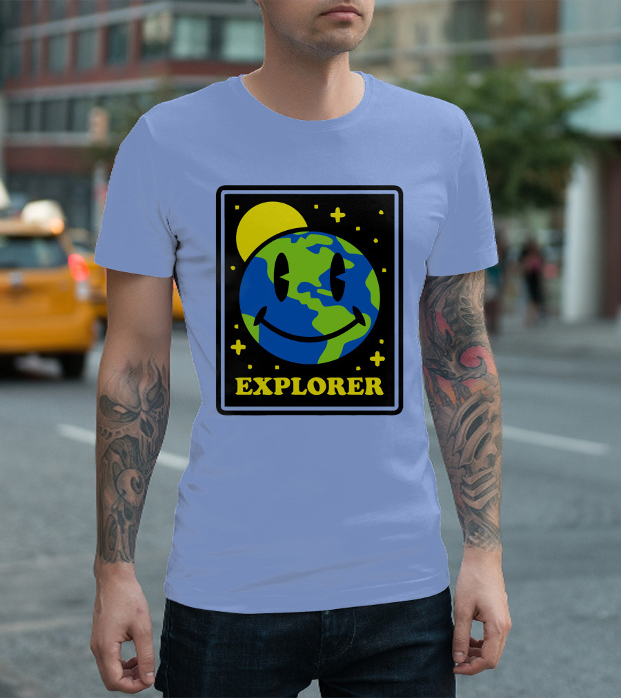 Socksfor1 Merch Explorer Earth Smiley T-Shirt