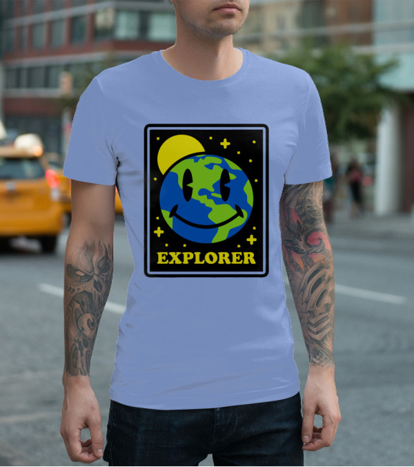 Socksfor1 Merch Explorer Earth Smiley T-Shirt