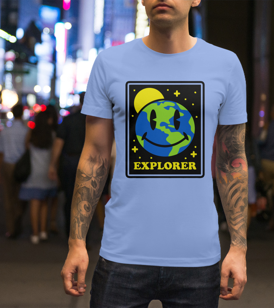 Socksfor1 Merch Explorer Earth Smiley T-Shirt