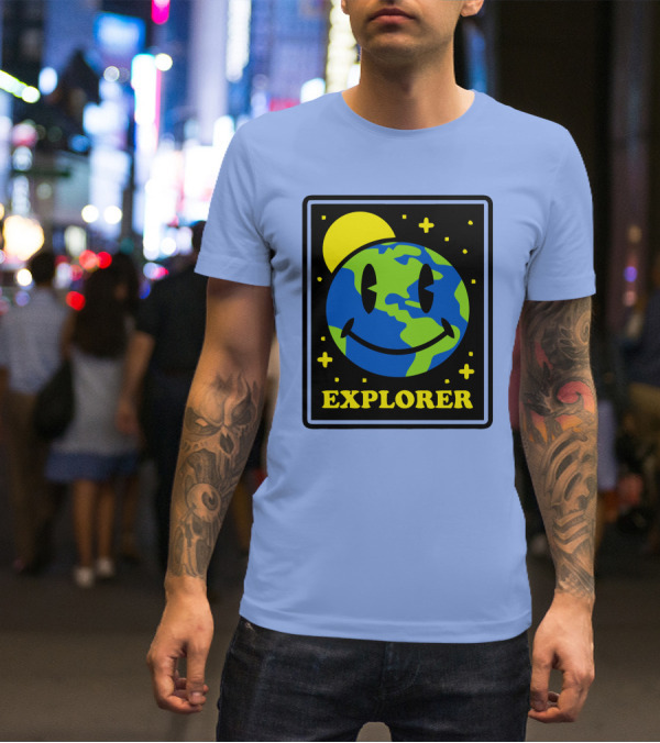 Socksfor1 Merch Explorer Earth Smiley T-Shirt