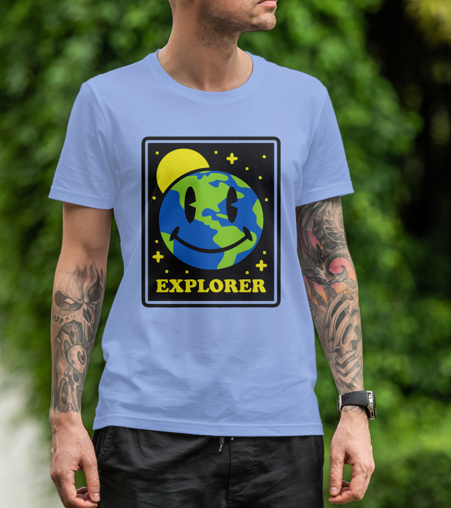 Socksfor1 Merch Explorer Earth Smiley T-Shirt