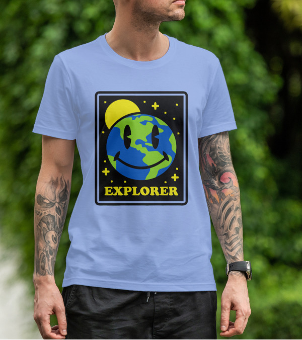 Socksfor1 Merch Explorer Earth Smiley T-Shirt