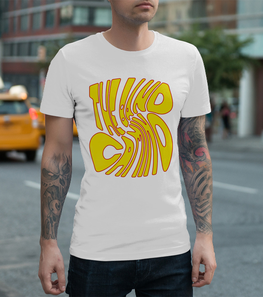 The Band Camino Groovy Textual Yellow and Red Psychedelic Style Merchandise T-Shirt