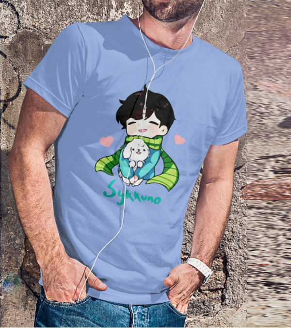 Sykkuno Cute Chibi Character With Puppy And Green Scarf T-Shirt