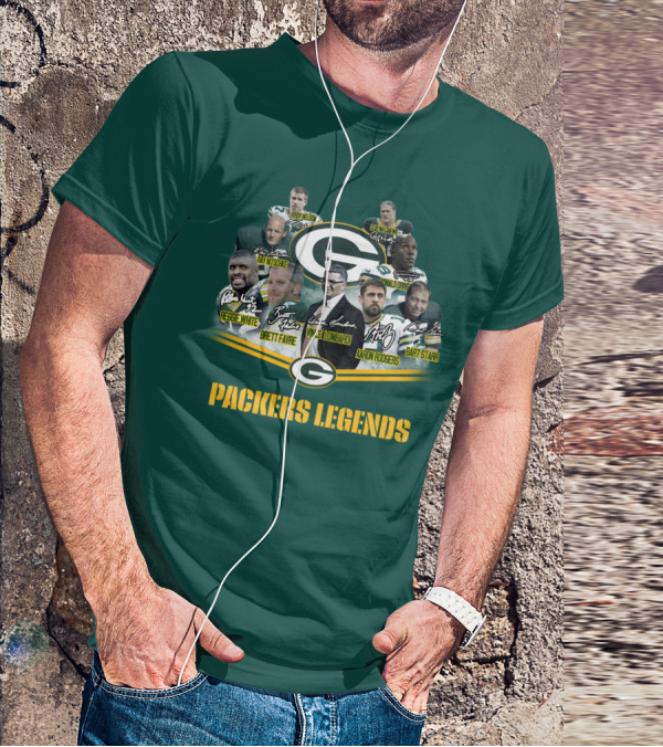 Packers Legends Vince Lombardi Reggie White Brett Favre Aaron Rodgers Ray Nitschke Bart Starr Curly Lambeau Paul Hornung T-Shirt