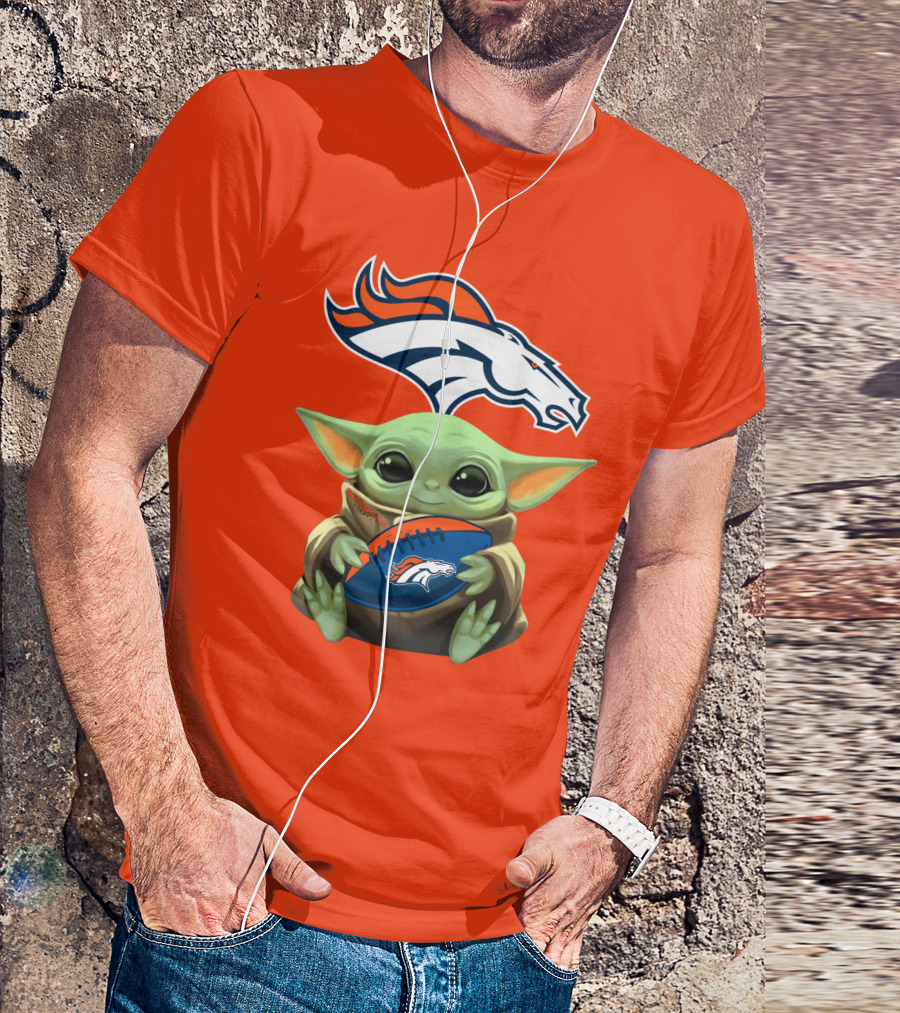 Denver Broncos Baby Yoda Football Fan T-Shirt