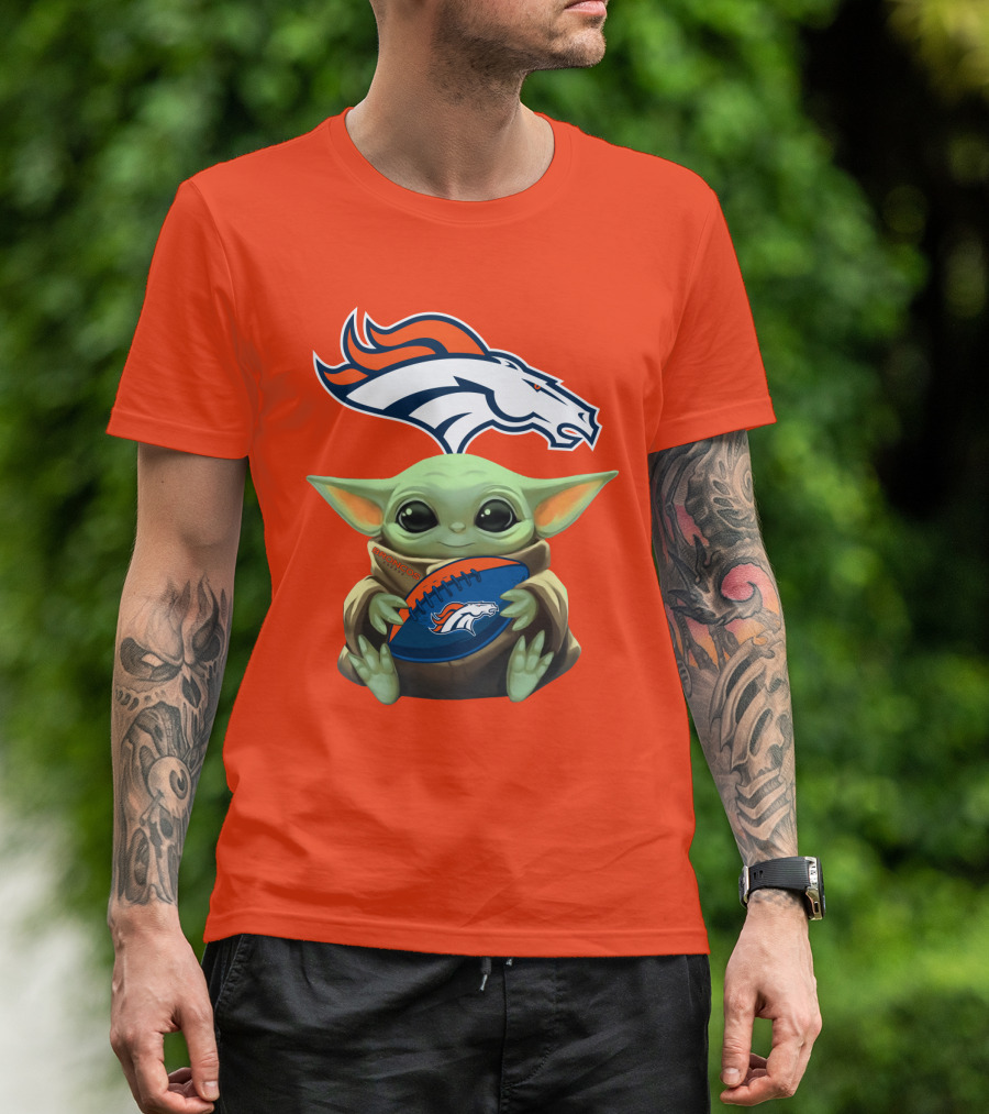 Denver Broncos Baby Yoda Football Fan T-Shirt