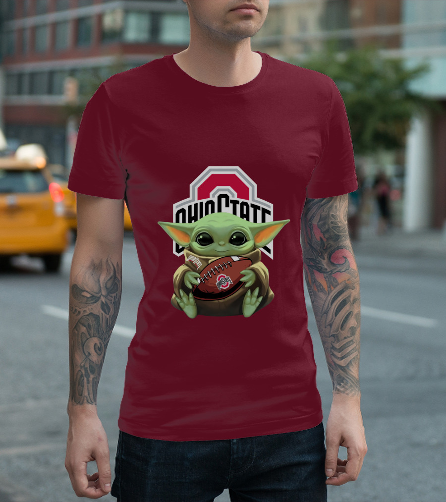 Ohio State Baby Yoda Football T-Shirt