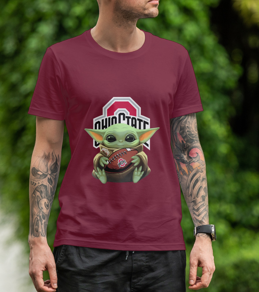 Ohio State Baby Yoda Football T-Shirt