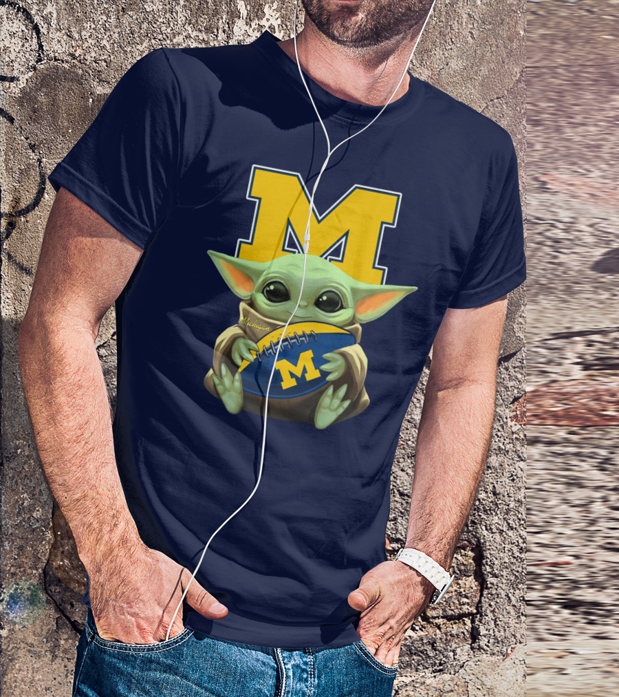Michigan Baby Yoda Football M T-Shirt