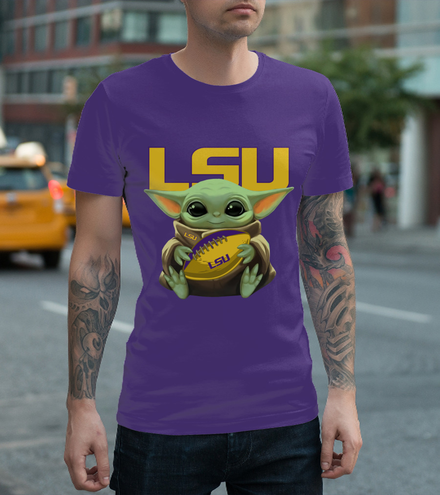 Lsu Baby Alien With Football T-Shirt