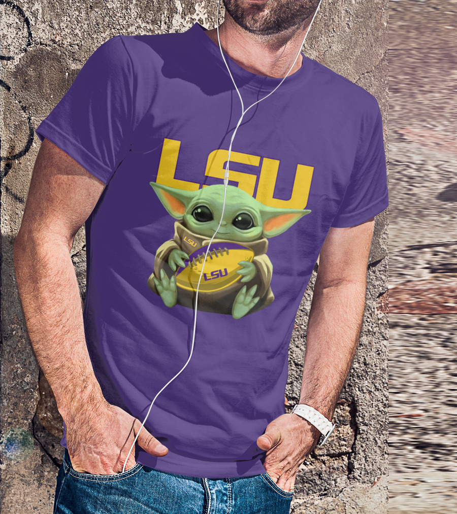 Lsu Baby Alien With Football T-Shirt