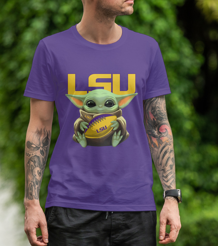 Lsu Baby Alien With Football T-Shirt