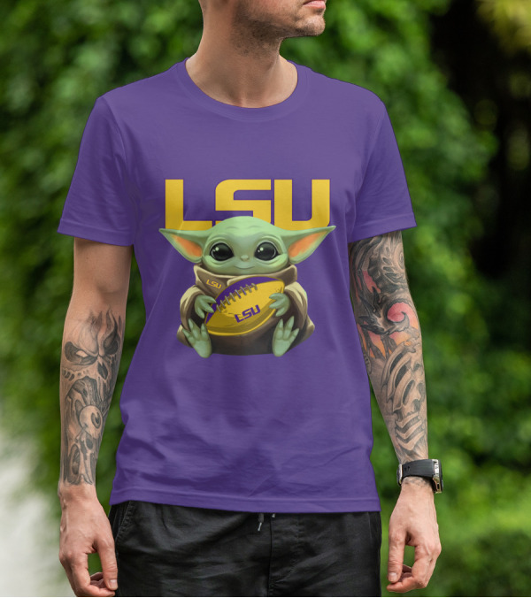 Lsu Baby Alien With Football T-Shirt