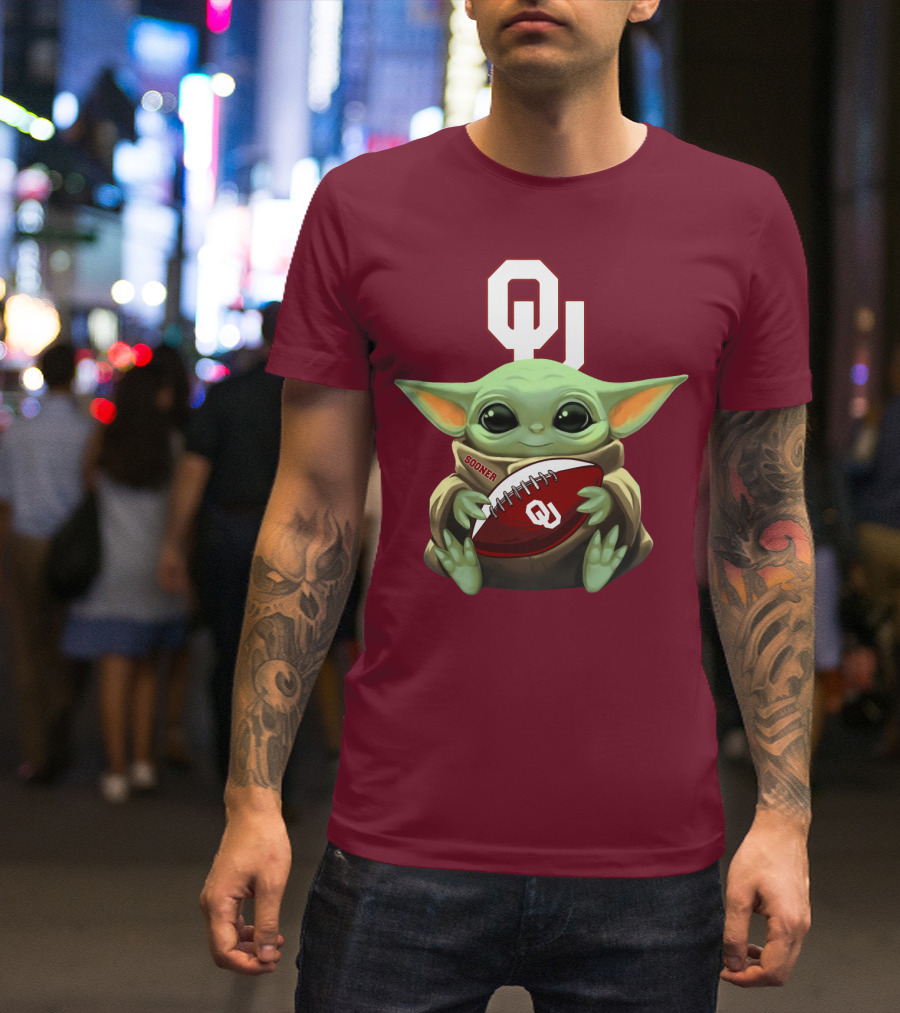 Ou Sooner Football Baby Yoda T-Shirt