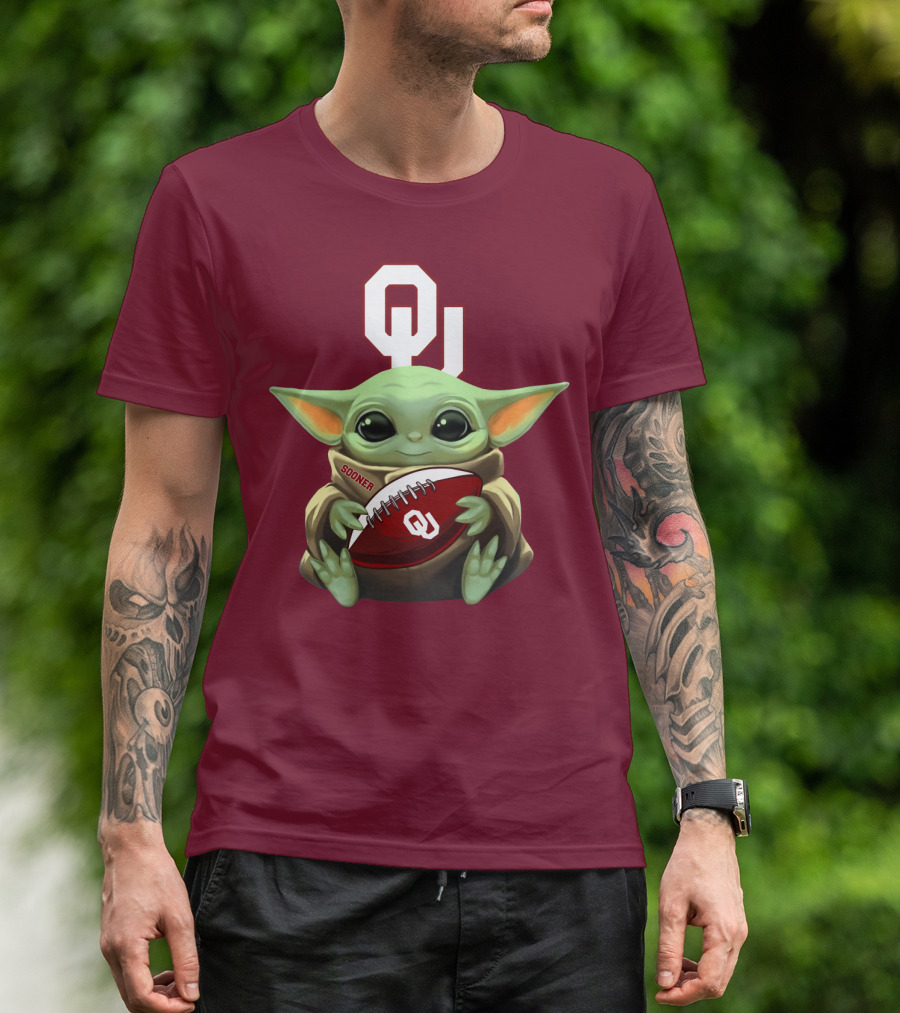 Ou Sooner Football Baby Yoda T-Shirt