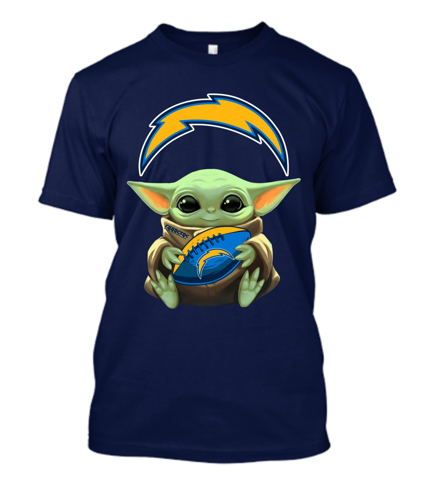 Los Angeles Chargers Baby Yoda Football T-Shirt
