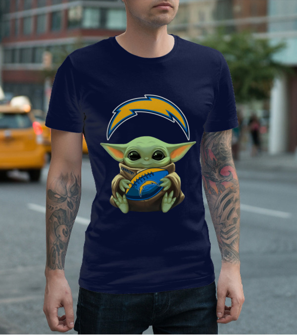 Los Angeles Chargers Baby Yoda Football T-Shirt