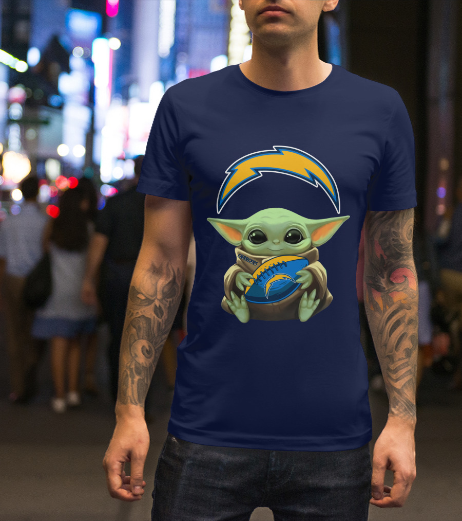 Los Angeles Chargers Baby Yoda Football T-Shirt
