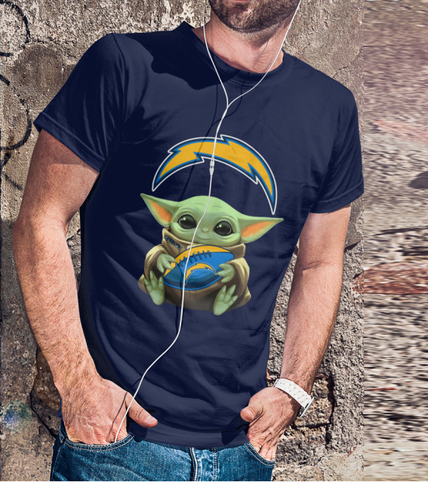 Los Angeles Chargers Baby Yoda Football T-Shirt