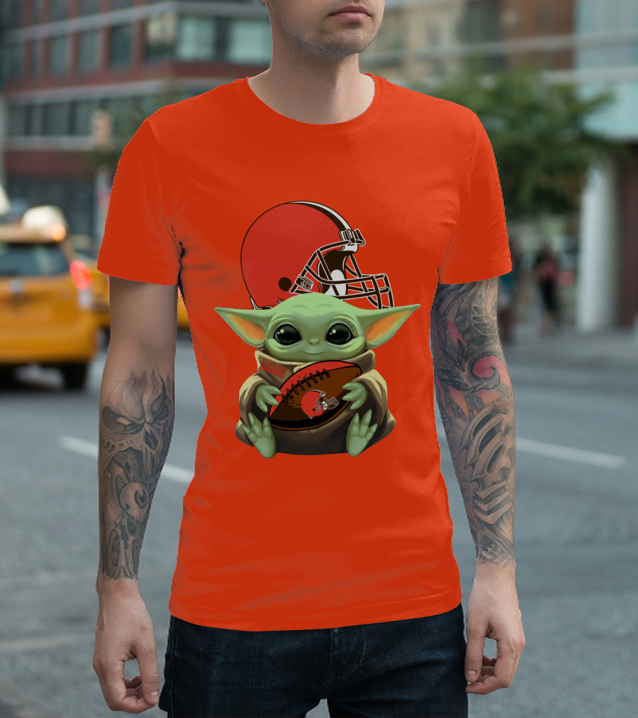 Cleveland Browns Football Baby Yoda T-Shirt
