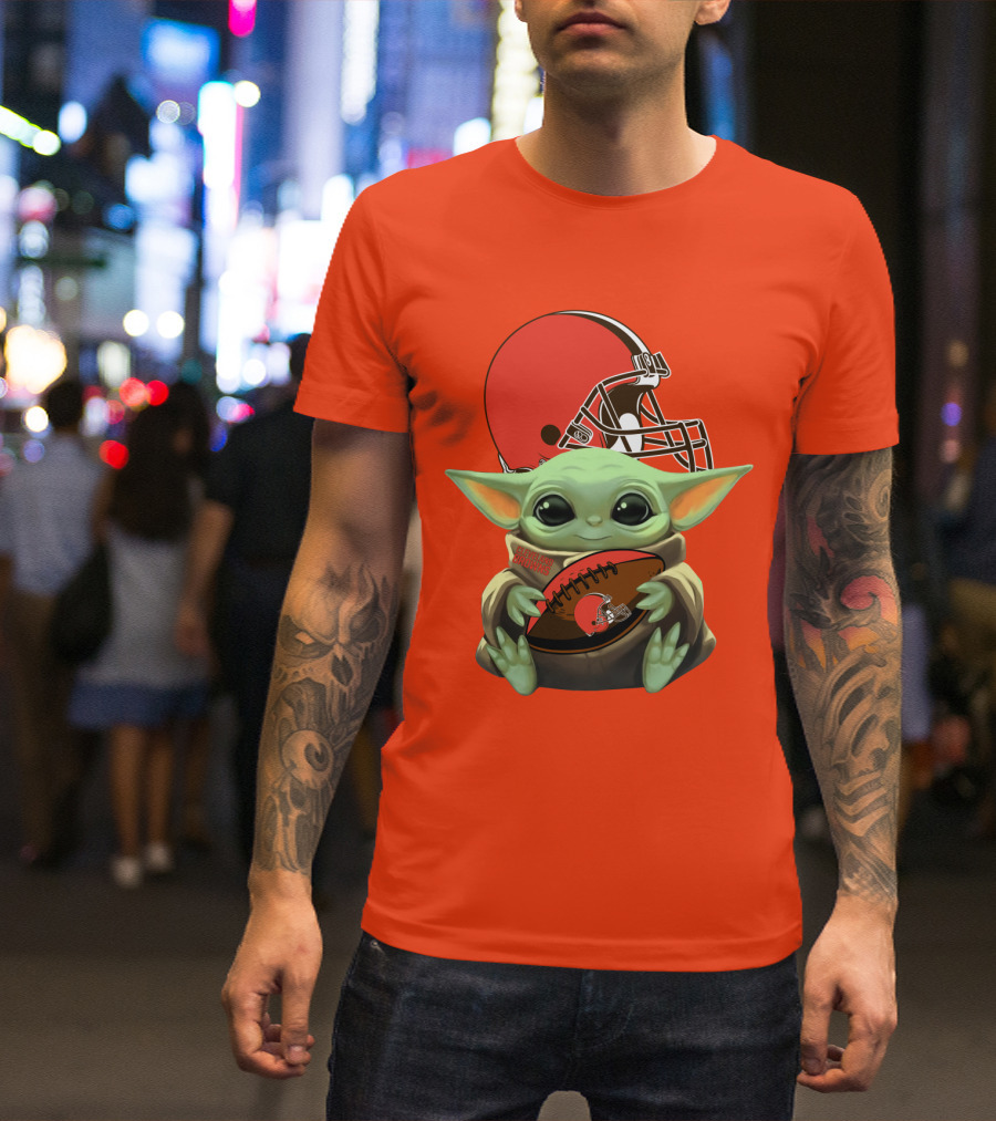 Cleveland Browns Football Baby Yoda T-Shirt