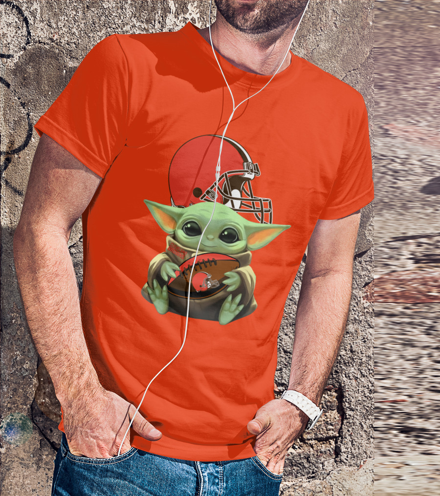 Cleveland Browns Football Baby Yoda T-Shirt
