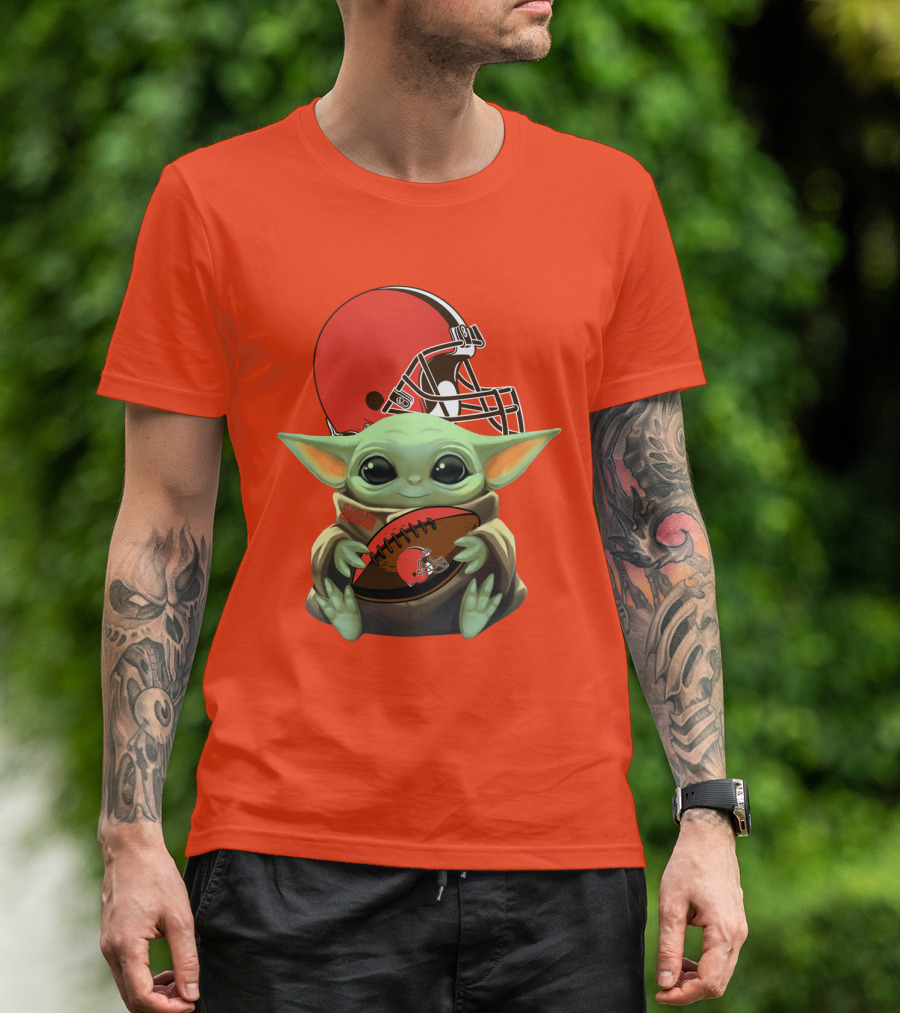 Cleveland Browns Football Baby Yoda T-Shirt
