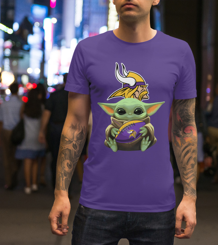 Vikings Football Baby Yoda T-Shirt
