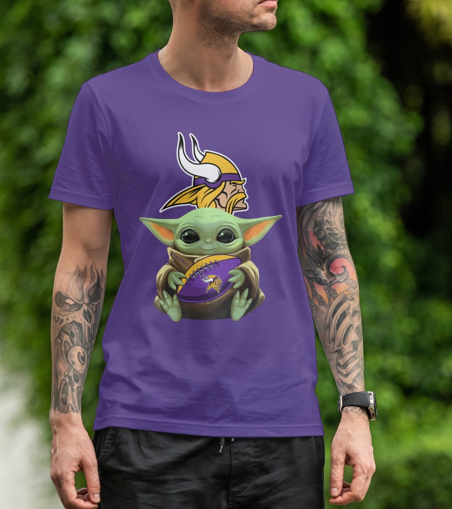 Vikings Football Baby Yoda T-Shirt
