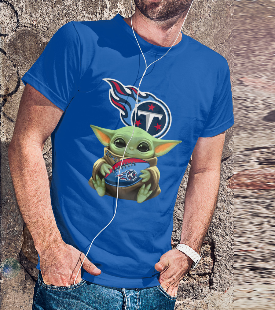 Tennessee Titans Baby Yoda Football T-Shirt