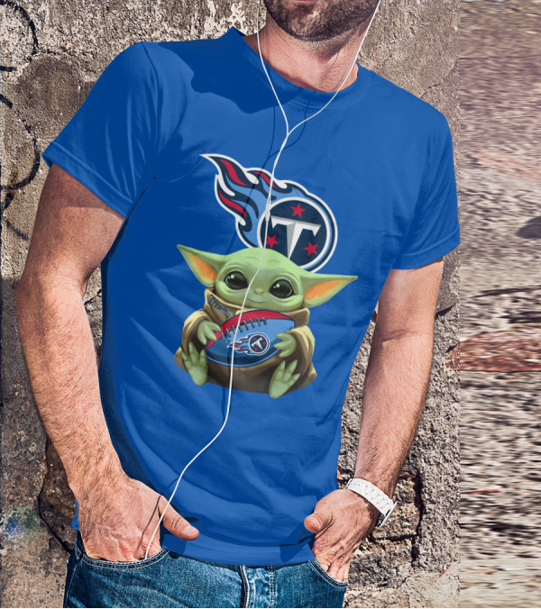 Tennessee Titans Baby Yoda Football T-Shirt