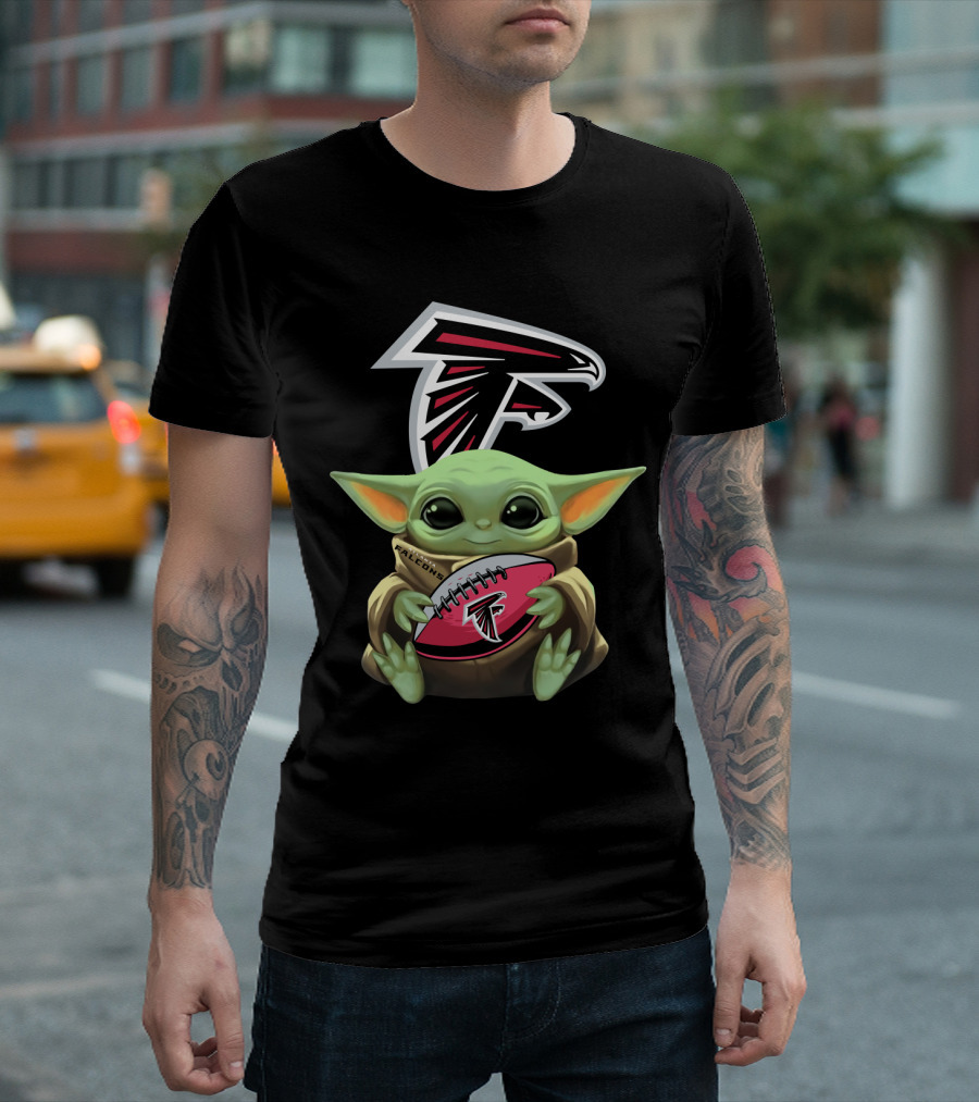 Atlanta Falcons Baby Yoda Football T-Shirt