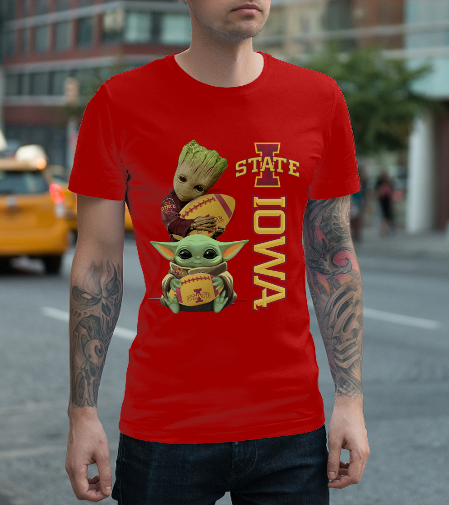 Iowa State Groot And Baby Yoda Football T-Shirt
