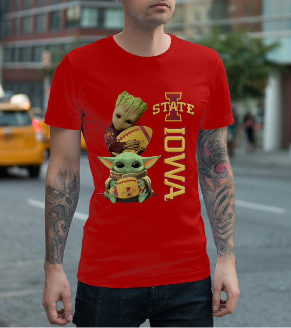 Iowa State Groot And Baby Yoda Football T-Shirt