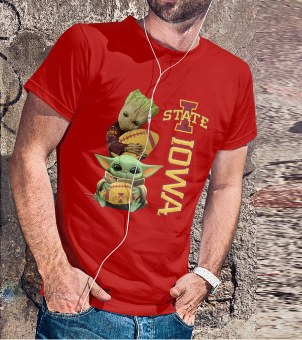 Iowa State Groot And Baby Yoda Football T-Shirt