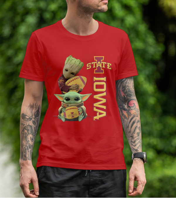 Iowa State Groot And Baby Yoda Football T-Shirt