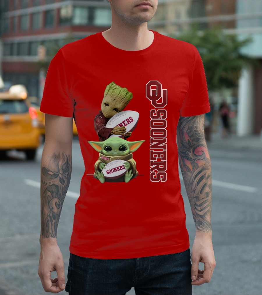 Ou Sooners Groot Baby Yoda Football T-Shirt