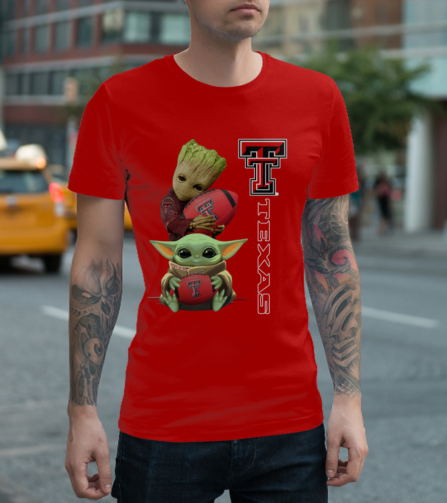 Groot Baby Yoda Texas Tech Football T-Shirt