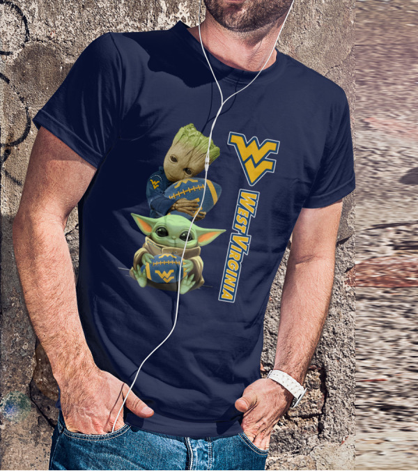 Groot And Baby Yoda West Virginia Mountaineers T-Shirt