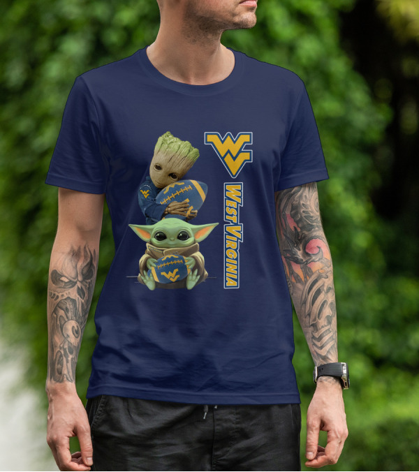 Groot And Baby Yoda West Virginia Mountaineers T-Shirt