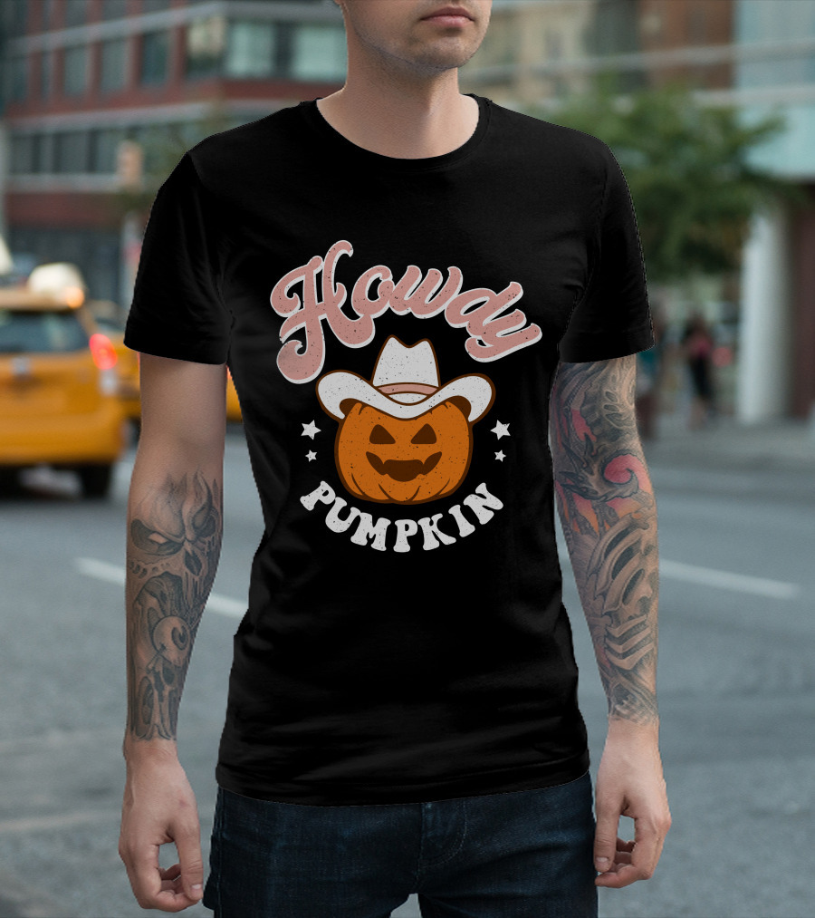 Howdy Pumpkin Halloween Western Cowboy Jack-o'-Lantern T-Shirt