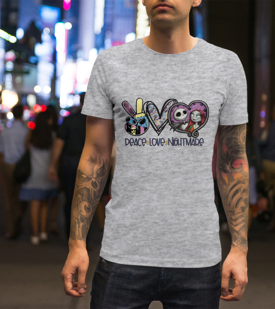 Peace Love Nightmare Before Christmas Halloween T-Shirt