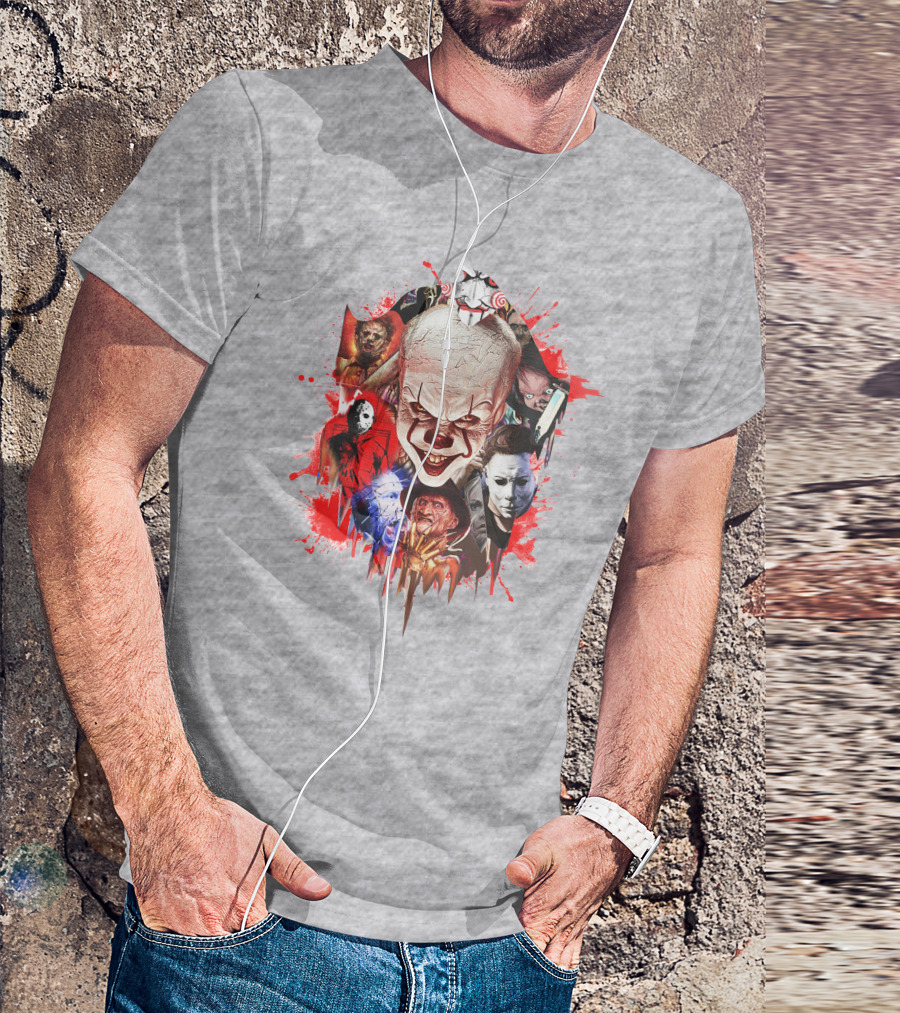 Halloween Killers Pennywise Michael Myers Freddy Krueger Jason Voorhees Jigsaw Horror Icons T-Shirt
